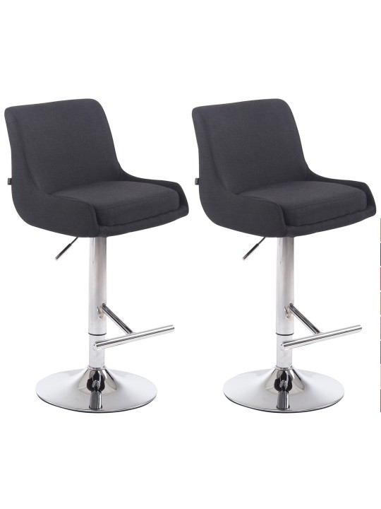 Lot de 2 Tabourets de Bar Club Tissu Chrome, noir Lot de 2 Tabourets de Bar Club Tissu Chrome, noir