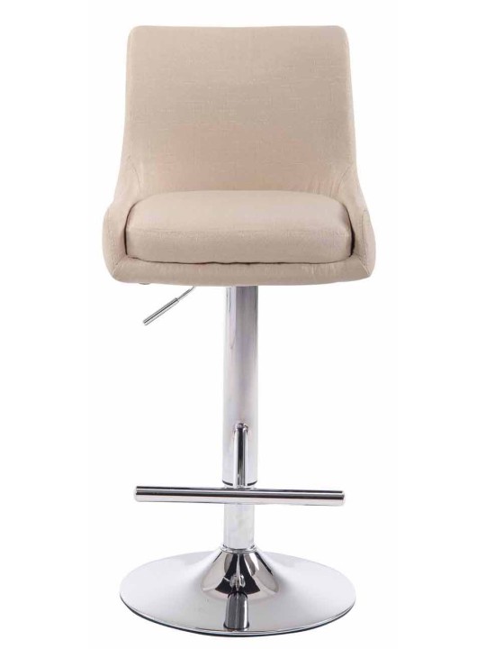 Lot de 2 Tabourets de Bar Club Tissu Chrome, crème