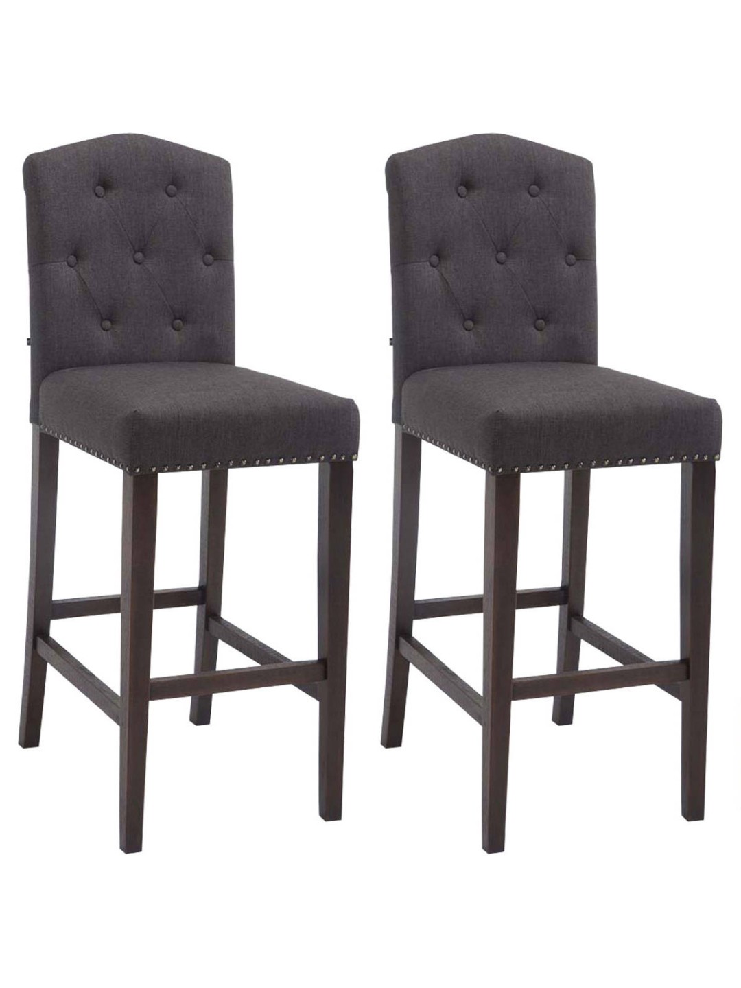 Lot de 2 tabourets de bar Louise tissu antique, gris foncé