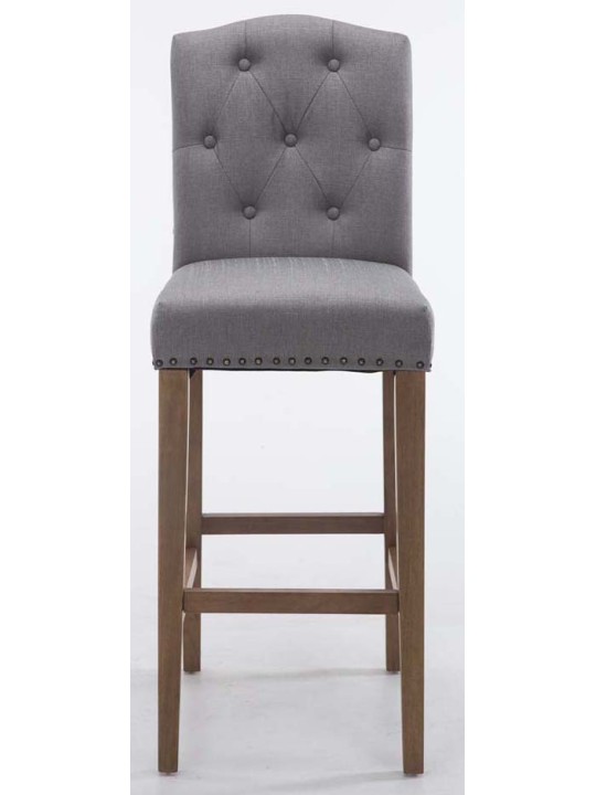 Lot de 2 tabourets de bar Louise tissu antique-clair, gris clair