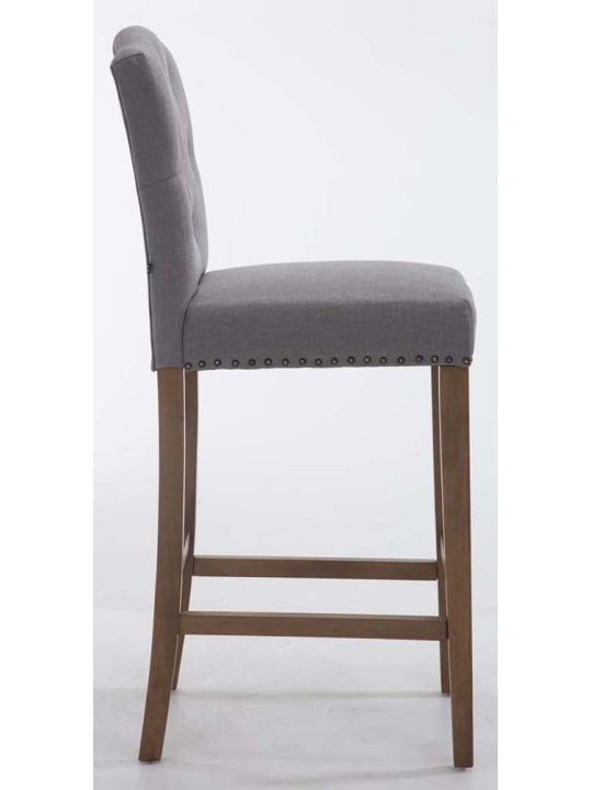 Lot de 2 tabourets de bar Louise tissu antique-clair, gris clair