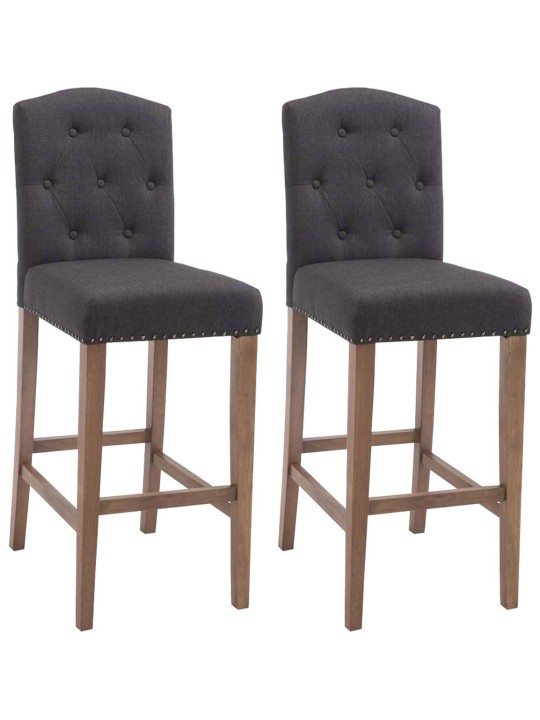 Lot de 2 tabourets de bar Louise tissu antique-clair, gris foncé Lot de 2 tabourets de bar Louise tissu antique-clair, gris foncé