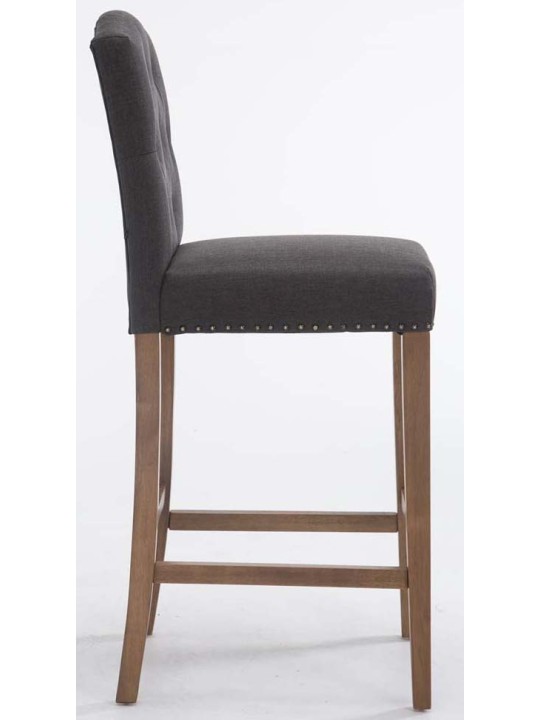 Lot de 2 tabourets de bar Louise tissu antique-clair, gris foncé Lot de 2 tabourets de bar Louise tissu antique-clair, gris foncé