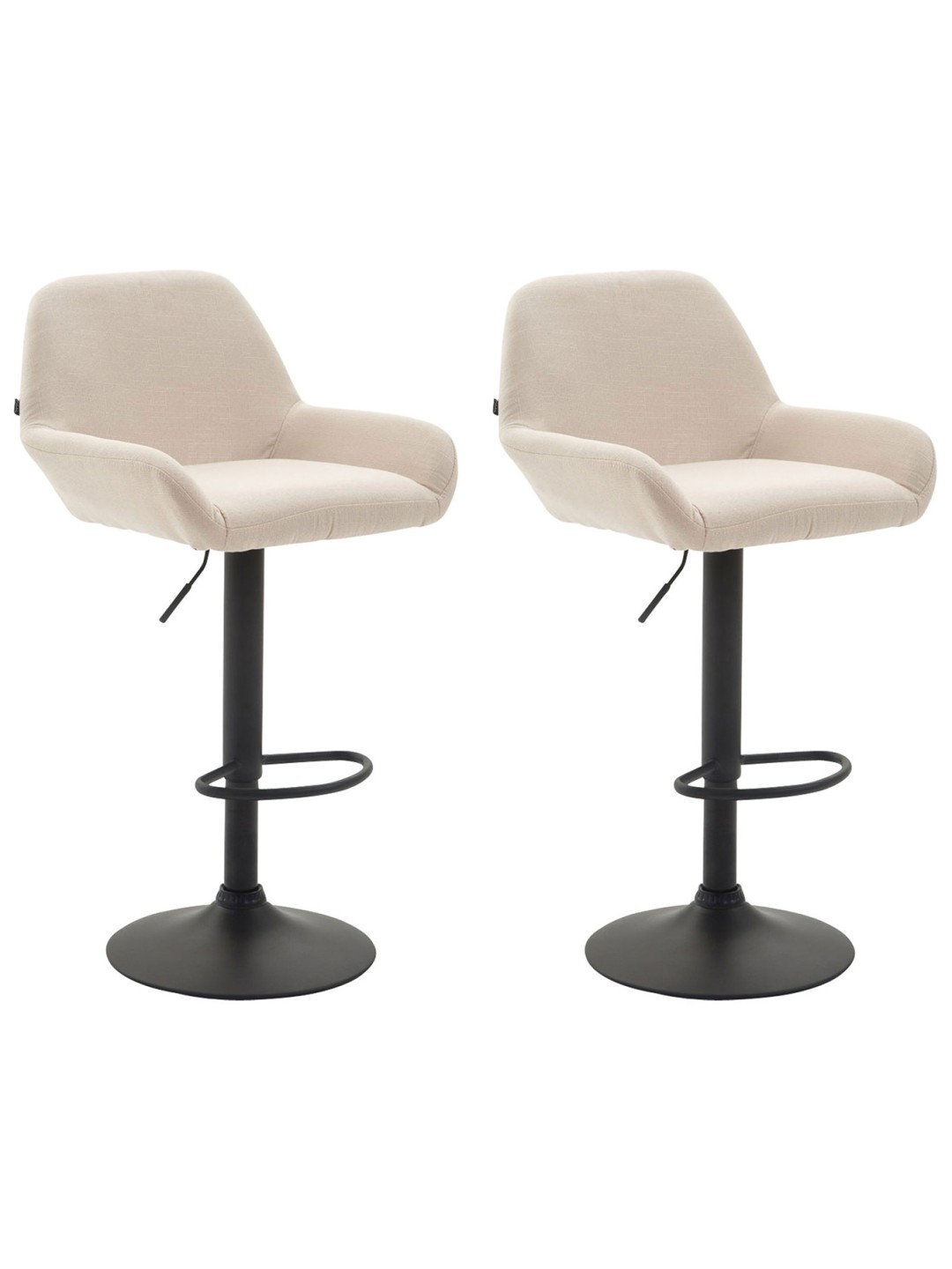 Lot de 2 tabourets de bar Braga tissu, crème
