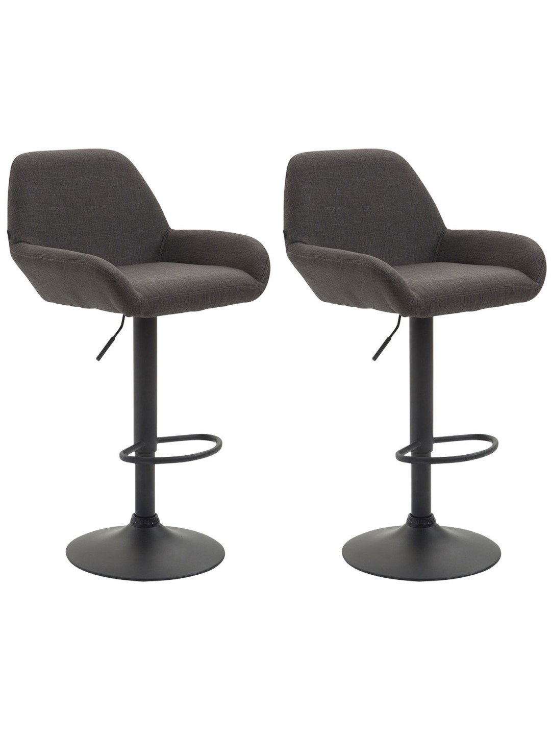 Lot de 2 tabourets de bar Braga tissu, gris foncé