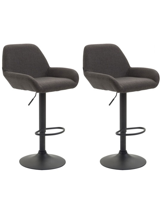 Lot de 2 tabourets de bar Braga tissu, gris foncé Lot de 2 tabourets de bar Braga tissu, gris foncé