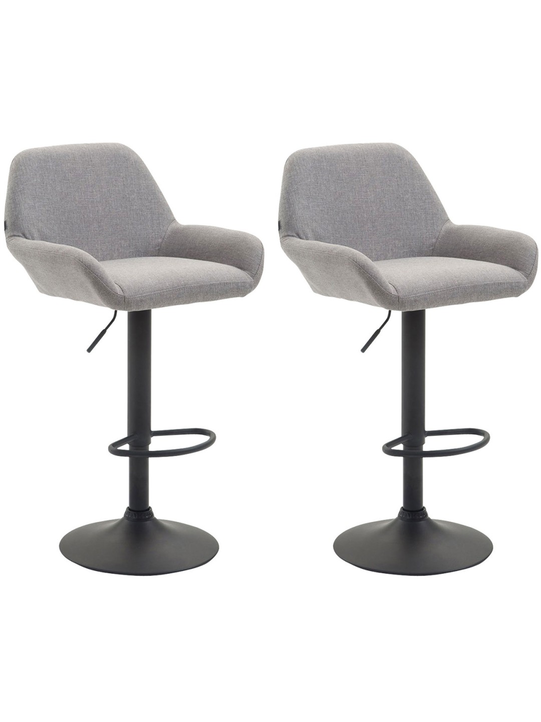 Lot de 2 tabourets de bar Braga tissu, gris