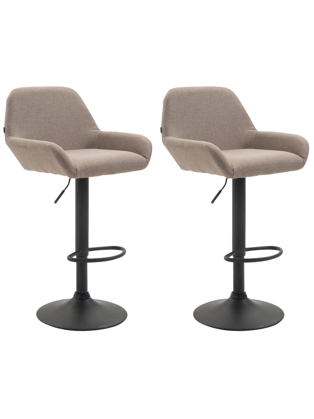 Lot de 2 tabourets de bar Braga tissu, taupe
