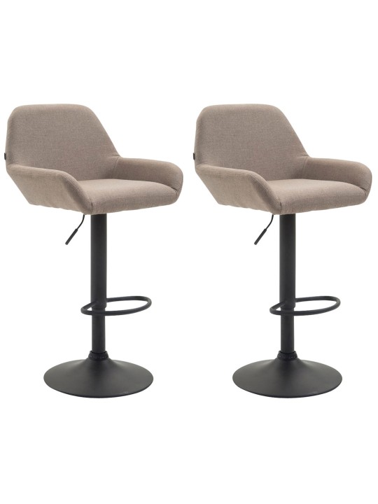 Lot de 2 tabourets de bar Braga tissu, taupe