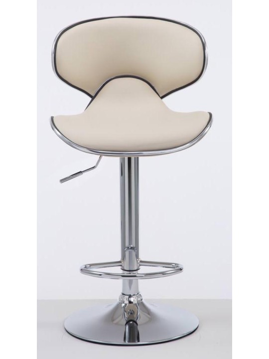 Lot de 2 tabourets de bar Las Vegas V2 simili cuir chromé, crème