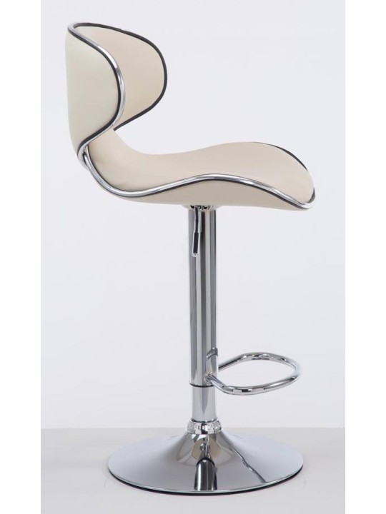 Lot de 2 tabourets de bar Las Vegas V2 simili cuir chromé, crème