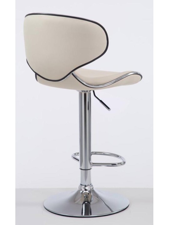 Lot de 2 tabourets de bar Las Vegas V2 simili cuir chromé, crème