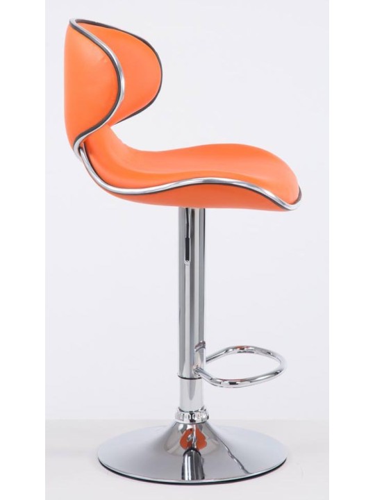 Lot de 2 tabourets de bar Las Vegas V2 simili cuir chromé, orange