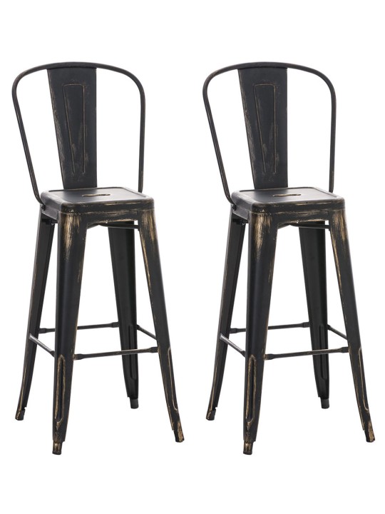 Lot de 2 tabourets de bar Aiden, noir-or Lot de 2 tabourets de bar Aiden, noir-or