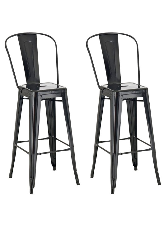 Lot de 2 tabourets de bar Aiden, noir Lot de 2 tabourets de bar Aiden, noir