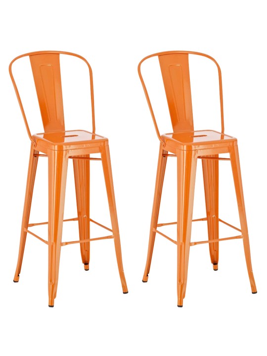 Lot de 2 tabourets de bar Aiden, orange