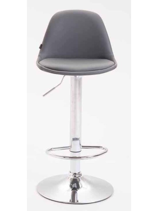 Lot de 2 tabourets de bar Kiel entièrement tapissés en simili cuir chromé, gris