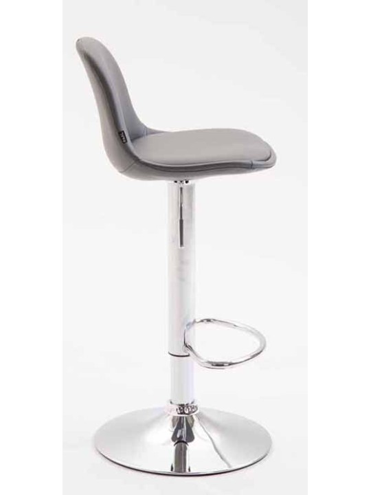 Lot de 2 tabourets de bar Kiel entièrement tapissés en simili cuir chromé, gris