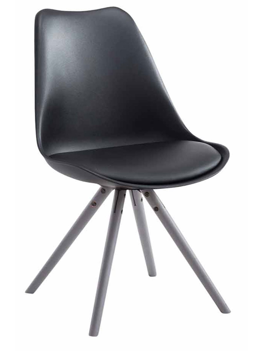 Chaise visiteur Toulouse simili cuir ronde gris, noir