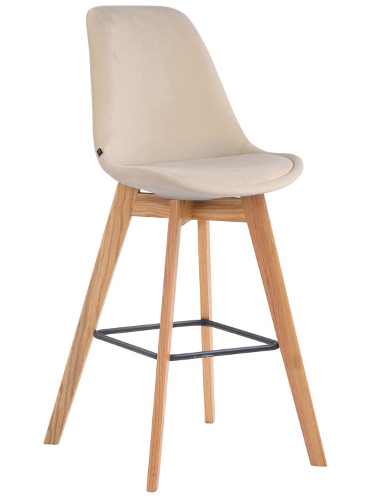 Tabouret de bar Metz velours naturel, crème