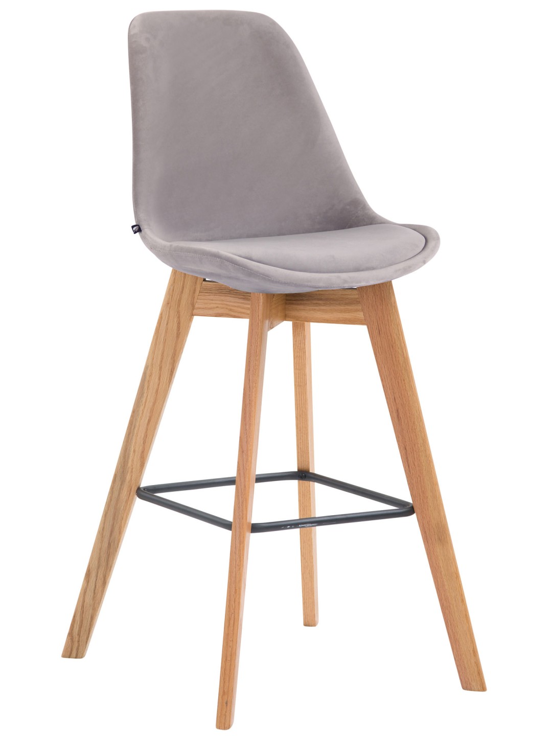 Tabouret de bar Metz velours naturel, gris