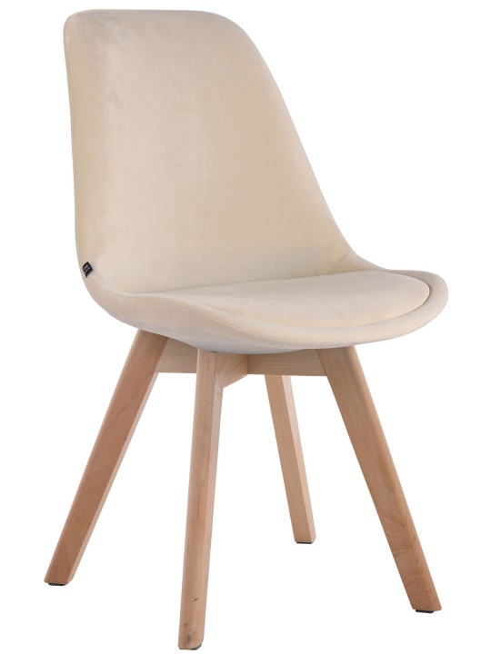 Chaise visiteur Borneo V2 velours naturel, crème