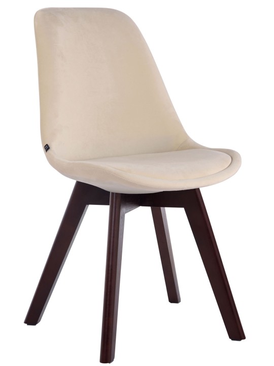 Chaise visiteur Borneo V2 velours noyer, crème