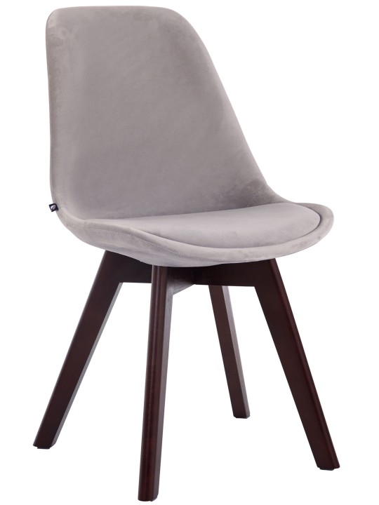 Chaise visiteur Borneo V2 velours noyer, gris