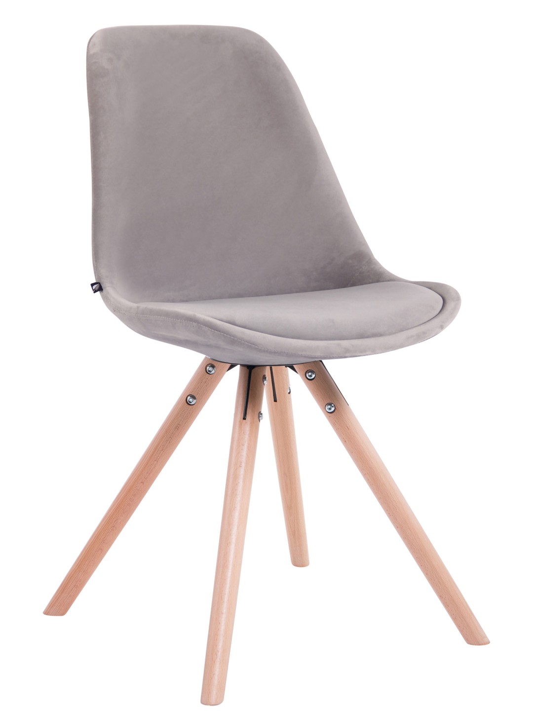 Chaise visiteur Toulouse velours rond naturel, gris