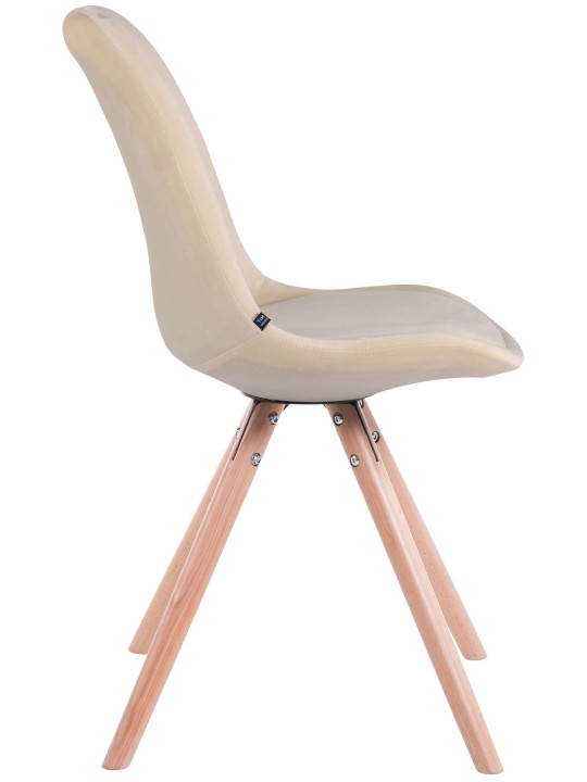 Chaise visiteur Toulouse velours rond naturel, crème