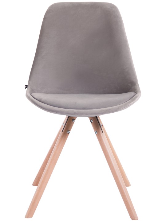 Chaise visiteur Toulouse velours rond naturel, gris