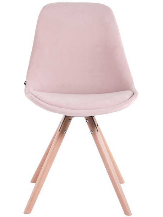 Chaise visiteur Toulouse velours rond naturel, rose