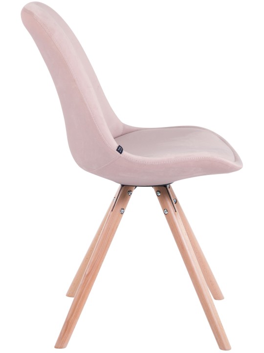 Chaise visiteur Toulouse velours rond naturel, rose