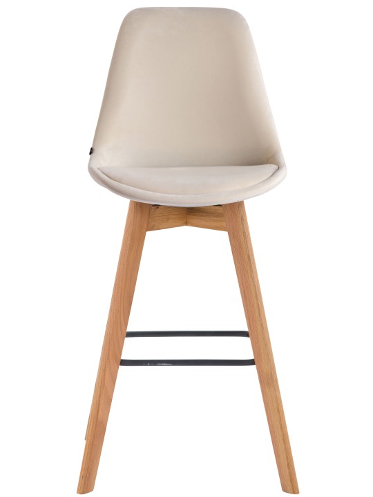 Tabouret de bar Metz velours naturel, crème