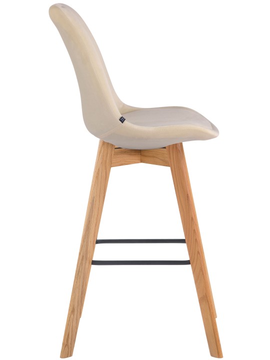 Tabouret de bar Metz velours naturel, crème