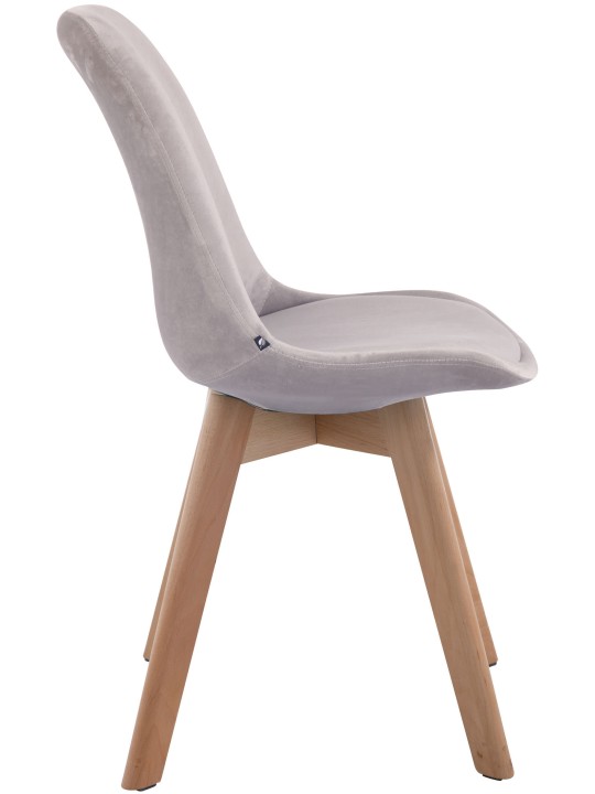 Chaise visiteur Borneo V2 velours naturel, gris