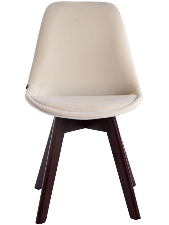 Chaise visiteur Borneo V2 velours noyer, crème