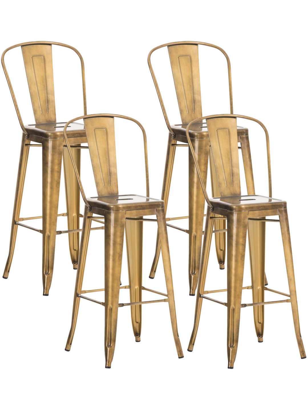 Lot de 4 tabourets de bar Aiden, or