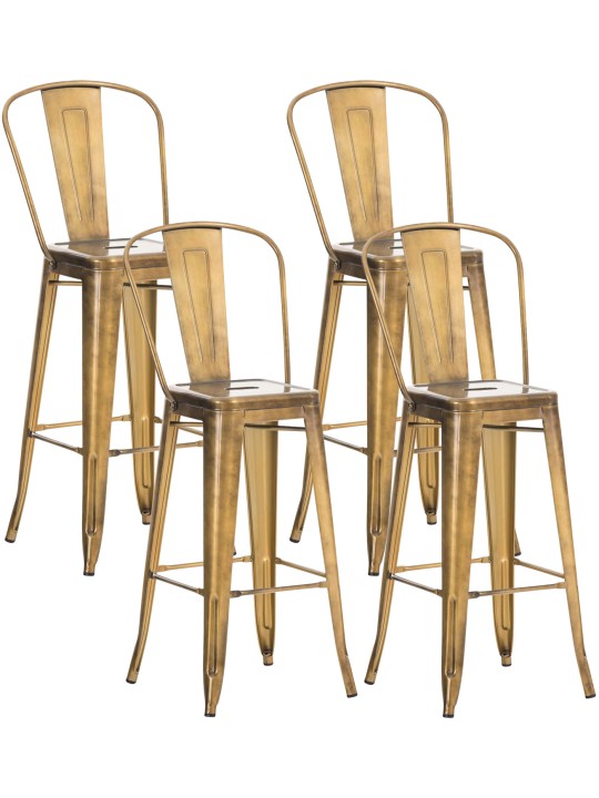 Lot de 4 tabourets de bar Aiden, or