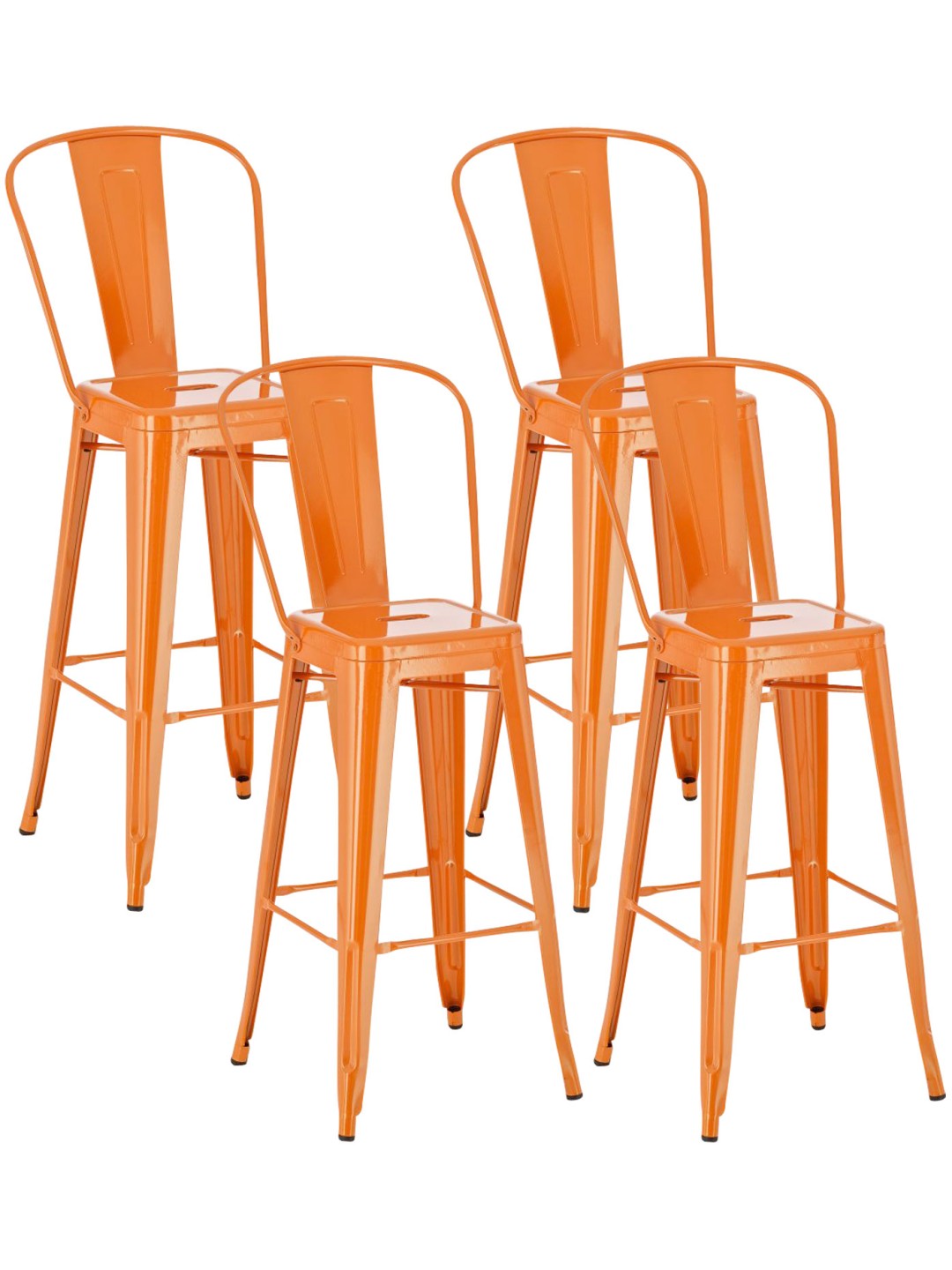 Lot de 4 tabourets de bar Aiden, orange