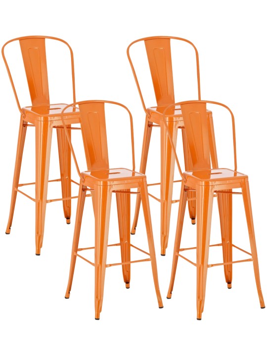 Lot de 4 tabourets de bar Aiden, orange