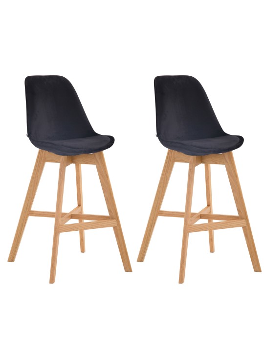 Lot de 2 tabourets de bar Cannes velours naturel, noir