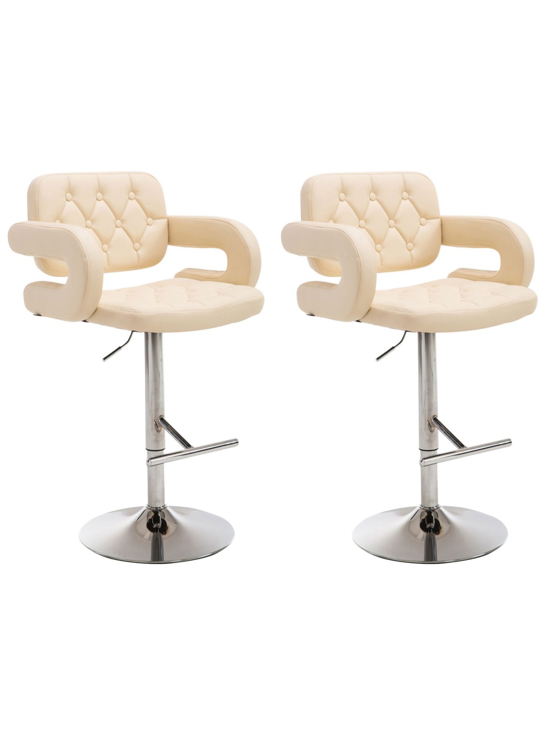 Lot de 2 tabourets de bar Dublin C, crème