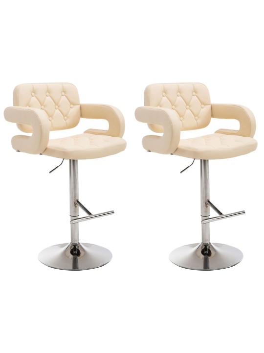 Lot de 2 tabourets de bar Dublin C, crème