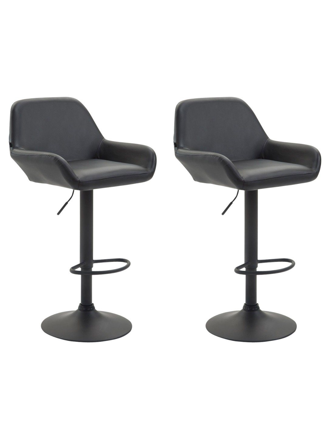 Lot de 2 tabourets de bar Braga simili cuir, noir