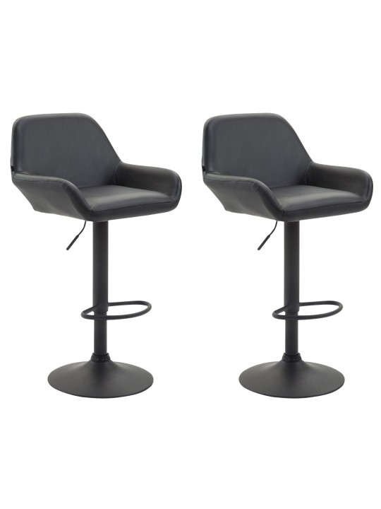 Lot de 2 tabourets de bar Braga simili cuir, noir Lot de 2 tabourets de bar Braga simili cuir, noir