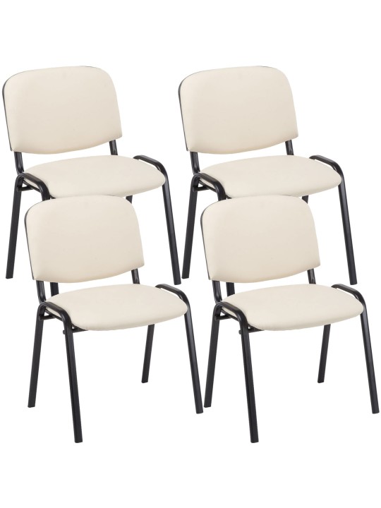 Lot de 4 chaises visiteurs Ken simili cuir, crème Lot de 4 chaises visiteurs Ken simili cuir, crème