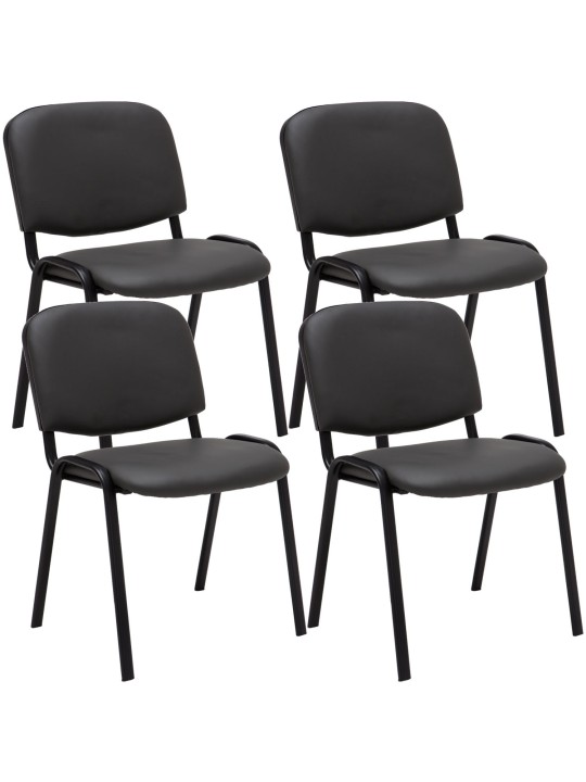 Lot de 4 chaises visiteurs Ken simili cuir, gris