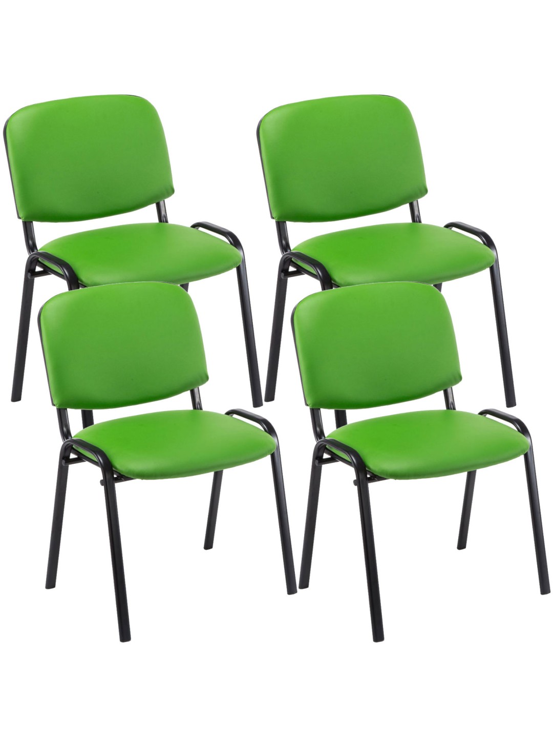 Lot de 4 chaises visiteurs Ken simili cuir, vert