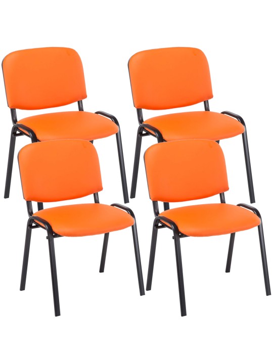 Lot de 4 chaises visiteurs Ken simili cuir, orange Lot de 4 chaises visiteurs Ken simili cuir, orange
